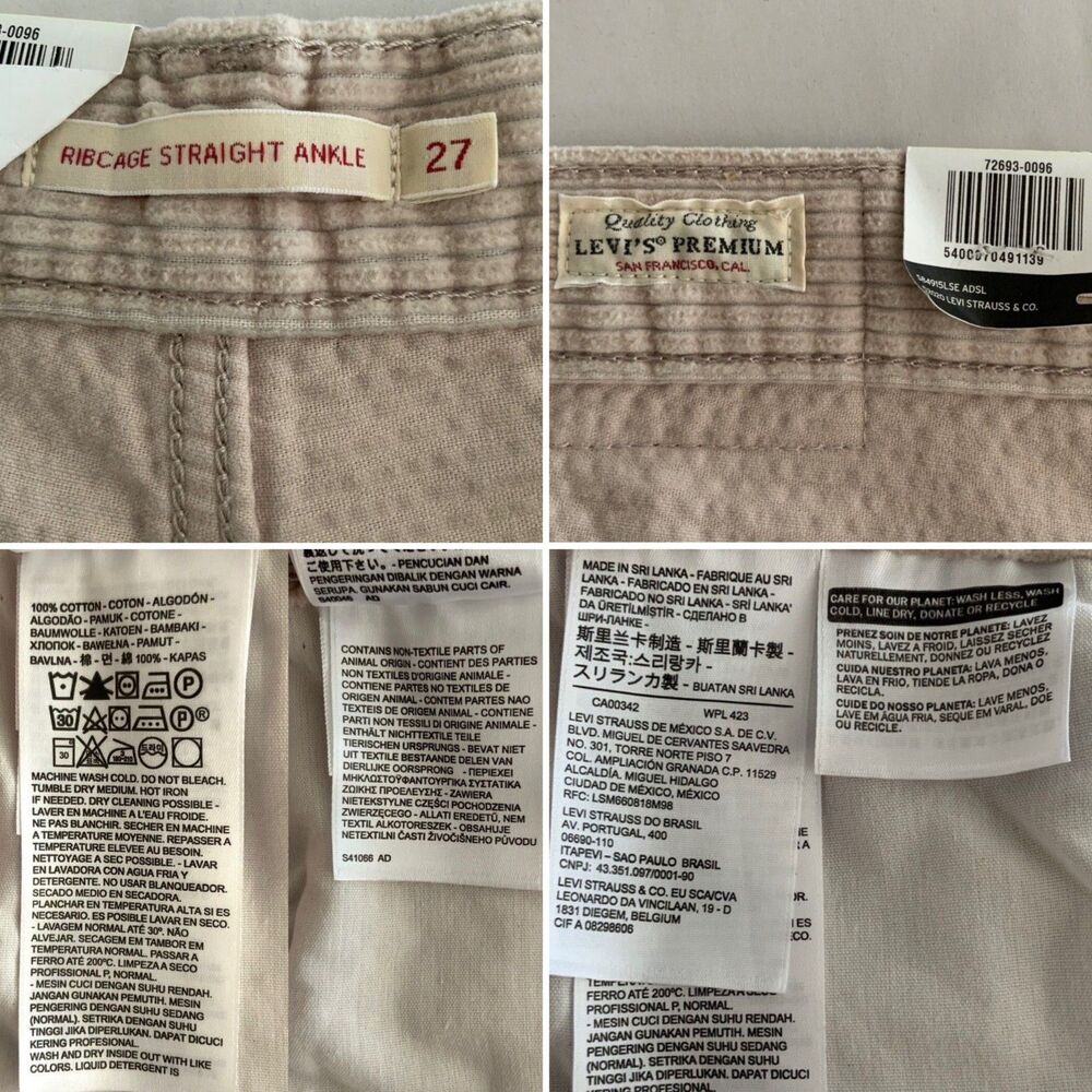 Levi’s Premium Ribbed Ribcage Straight Ankle High Rise Pants Khaki 27 - Picture 4 of 12